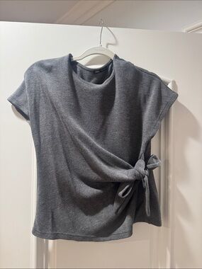 Zara Charcoal Side-Tie Cap Sleeve Tunic